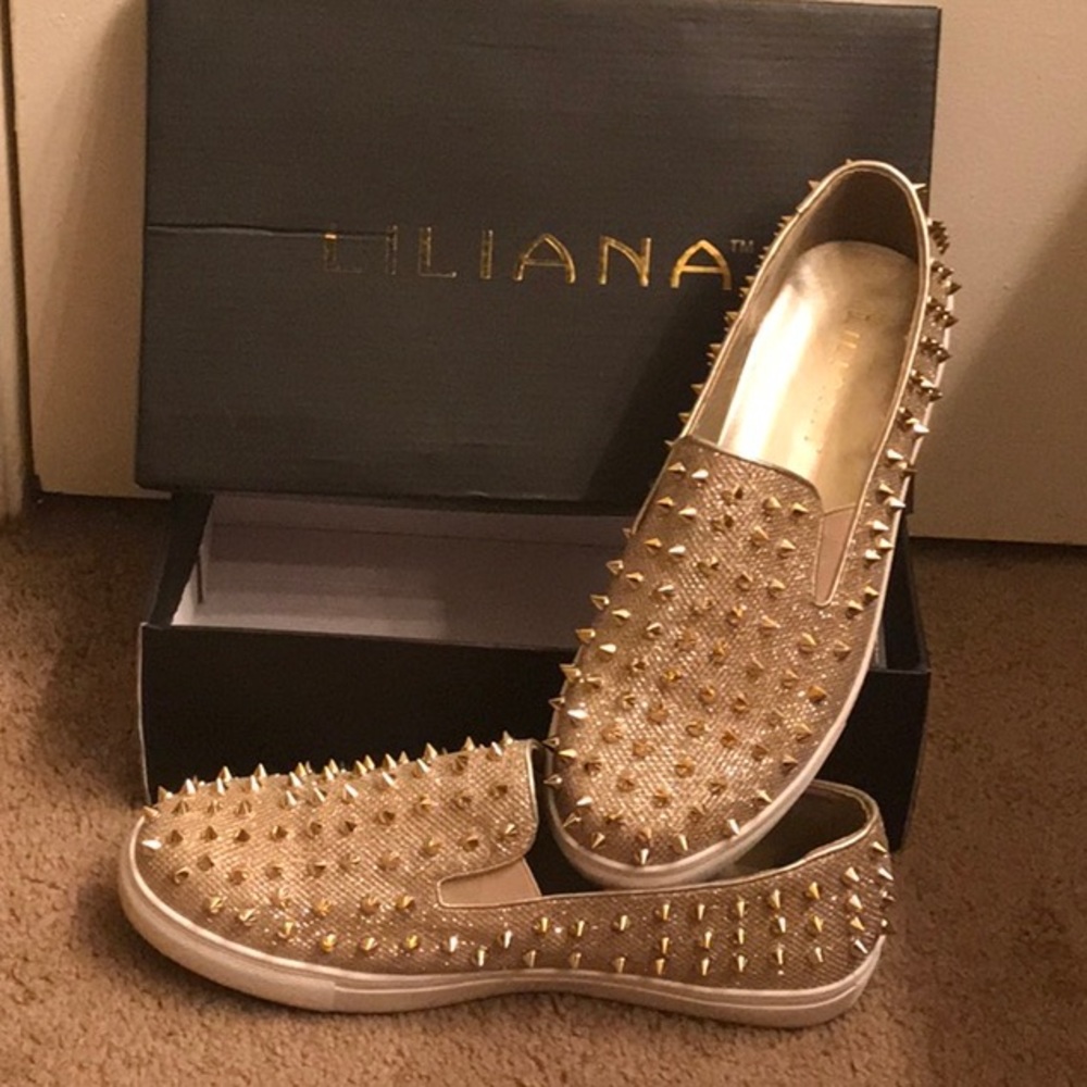 Gold Spiked Slippers